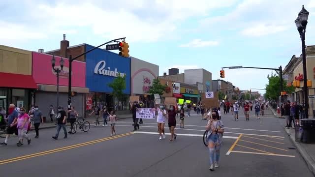 View of People Walking at a Black Lives Matter March 