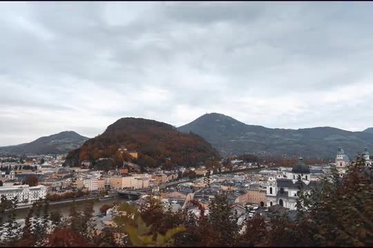 4K timelapse auf Salzburg, Austria. City skyline with city center.