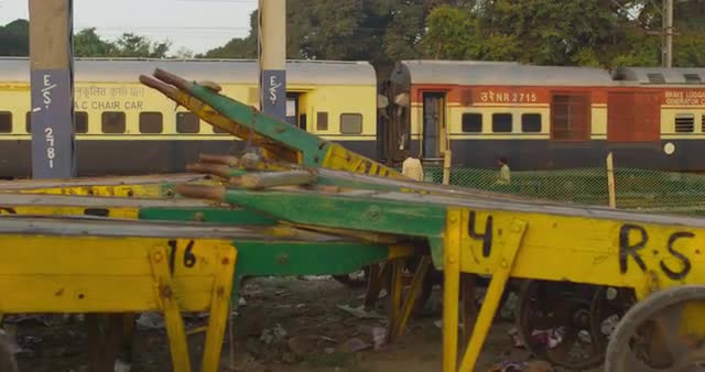 Porter Trollies Sit at New Delhi Railway Station