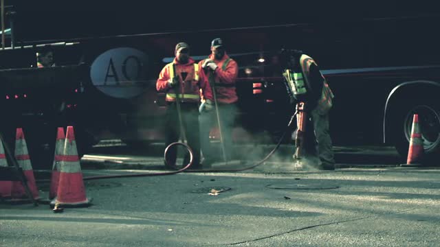 Jack Hammer Wide Defocused Slow Motion