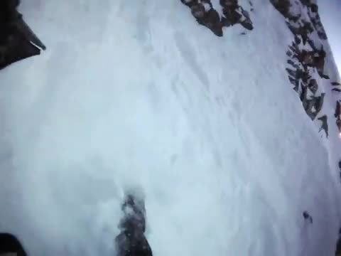 snowboarding a really steep chute