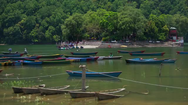 Phewa Lake Boats - Tal Barahi Temple Pokhara Nepal