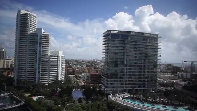 Extended Aerial Fly Over from Ocean to Apogee and Murano Grande -  Miami Beach Luxury Condo