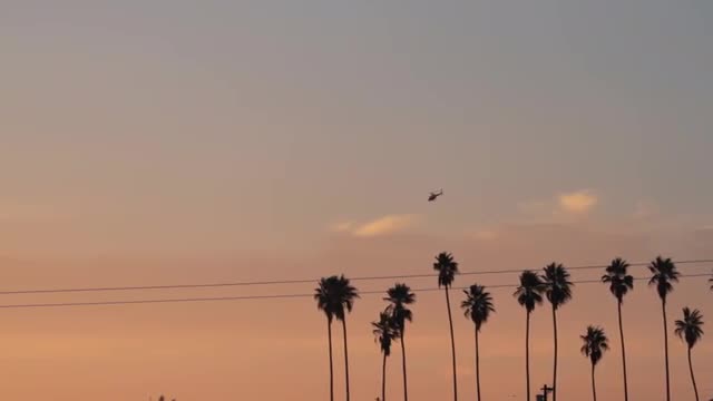 Helicopter Circles at Sunset