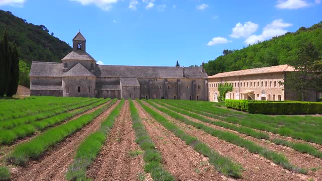 A beautiful church abbey in the countryside of France.