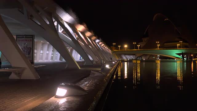 The futuristic architecture of Valencia, Spain, night.