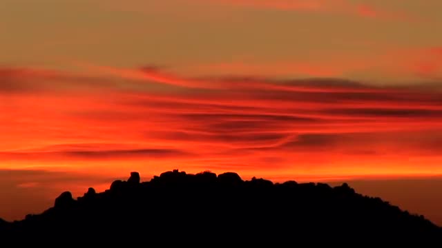 The sun has just set on the horizon.