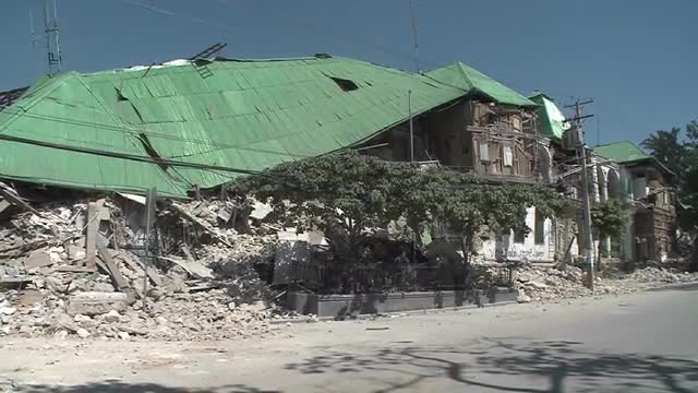 Collapsed buildings following the Haiti earthquake.