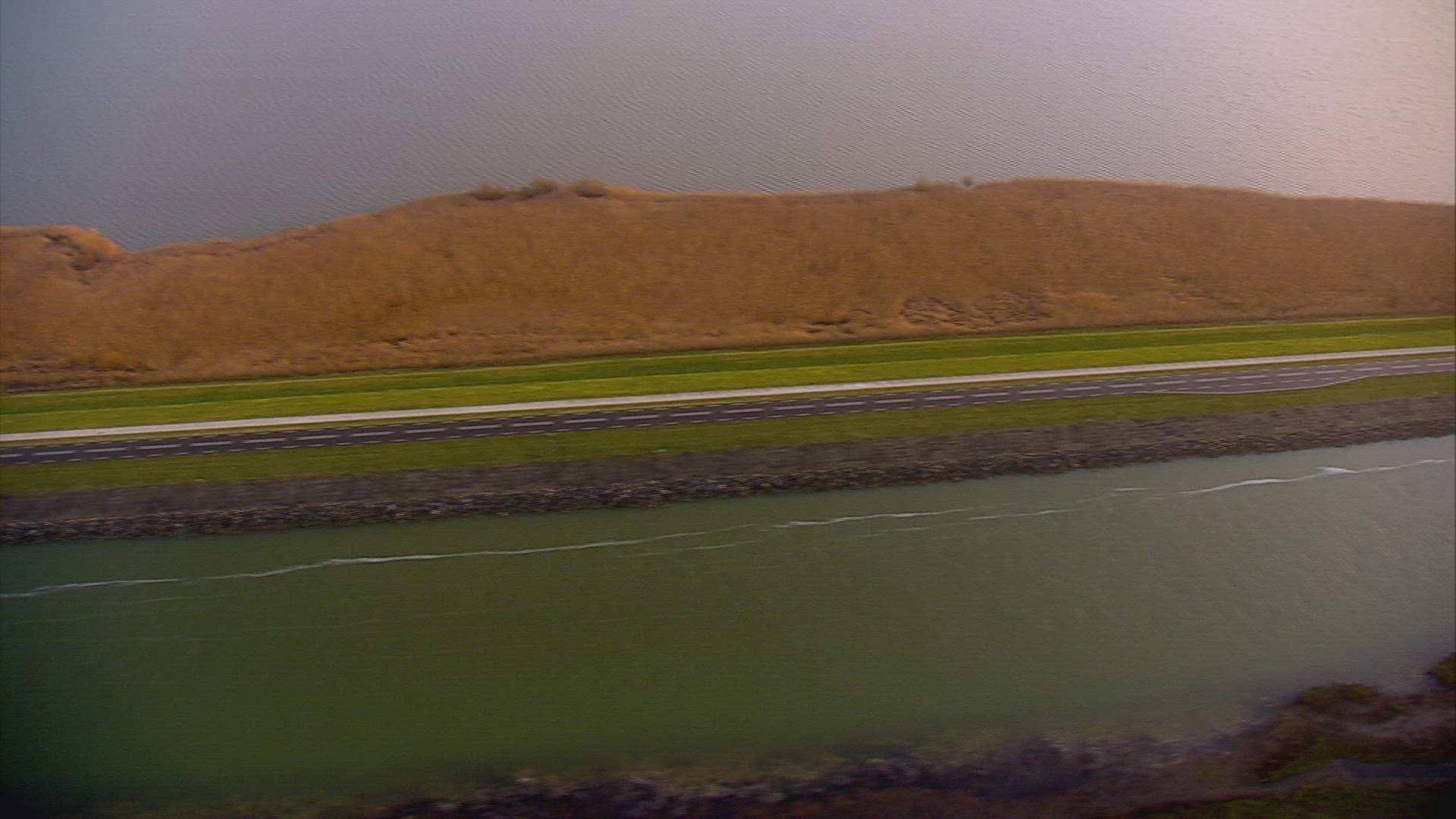 167317912 / Road Traffic / Embankment Dam / Netherlands / Aerial
