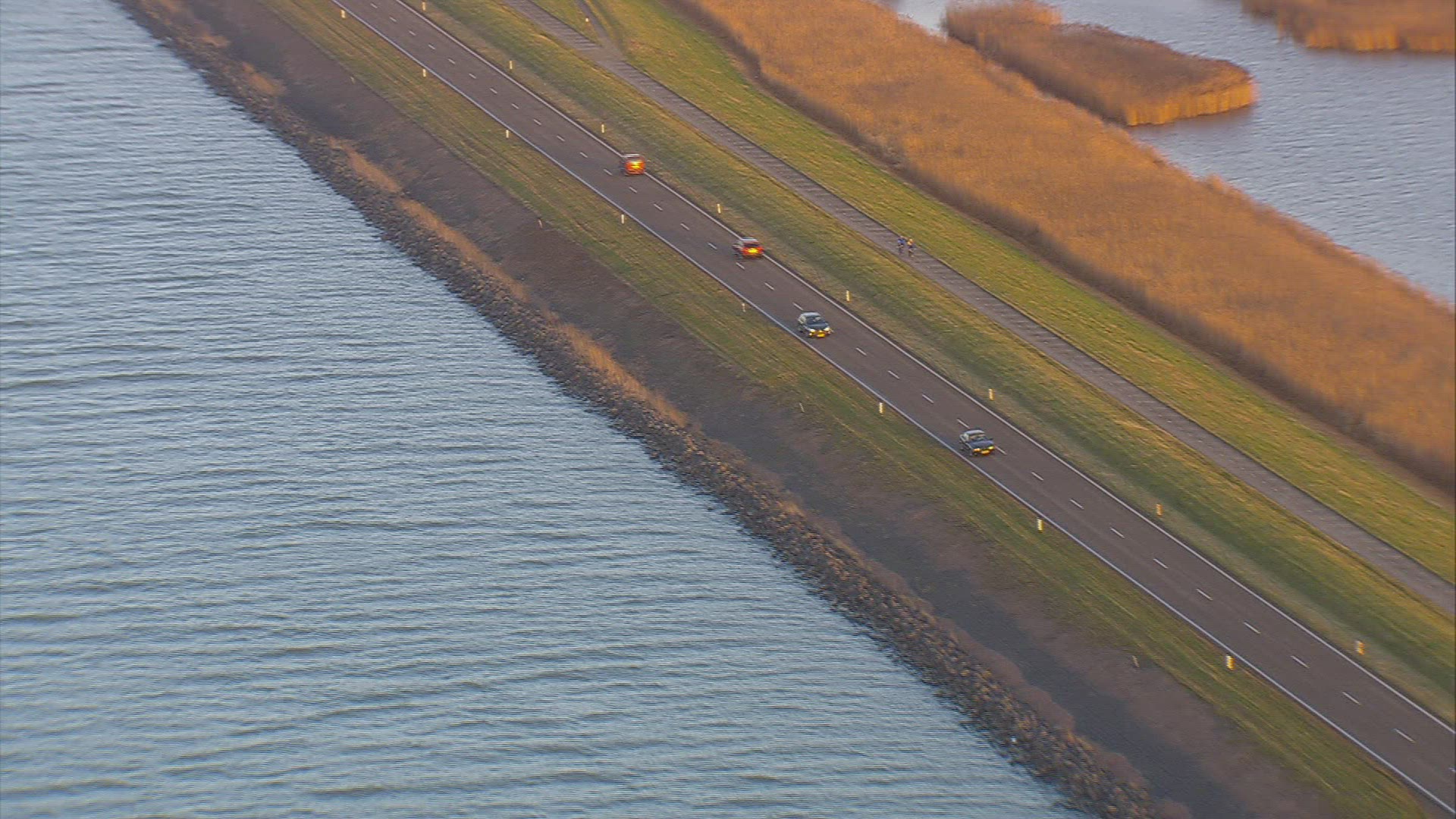 364522555 / Road Traffic / Embankment Dam / Netherlands / Aerial