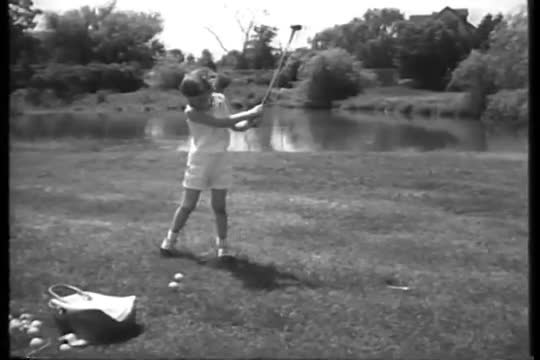 A five year old girl from California is almost a pro in golf in 1956.