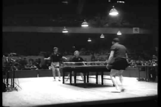 An American team wins a the 1956 Mixed Doubles competition in table tennis in Tokyo.