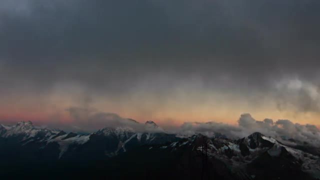 View of the Caucasus range as the sun sets upon them