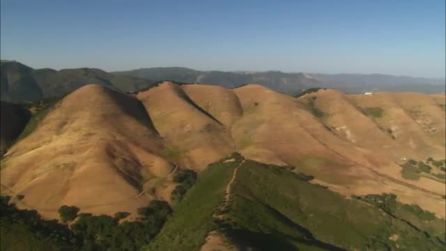 Helicopter aerial of the hills north of the Santa Maria Valley, California.