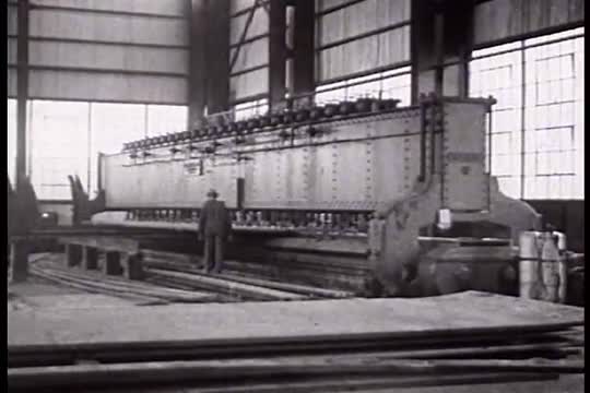 The construction of the Boulder Dam project in 1936 in the Bureau of Land Reclamation film with an e