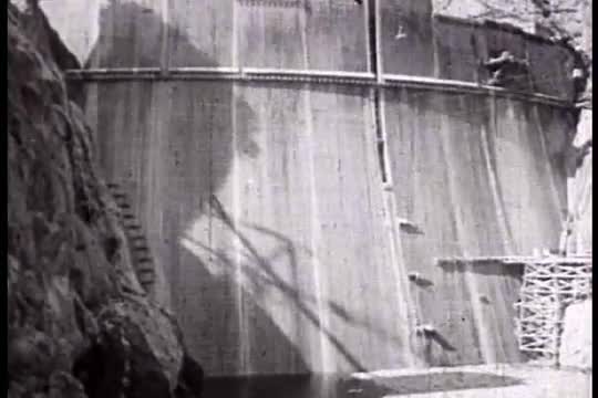 The construction of the Boulder Dam project in 1936 in the Bureau of Land Reclamation film with an e