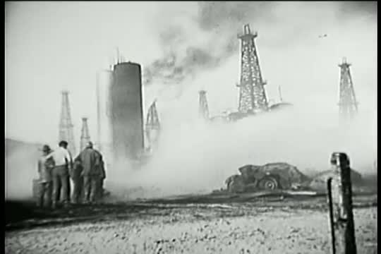 Oil field fire in the 1940's.