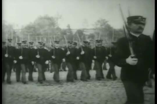 The Marine Band of the 'Brooklyn,' with their mascot goat alongside the bass drum.