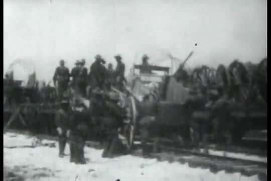 A freight train of thirty cars loaded with baggage and ambulance supplies for the 9th U.S. Cavalry