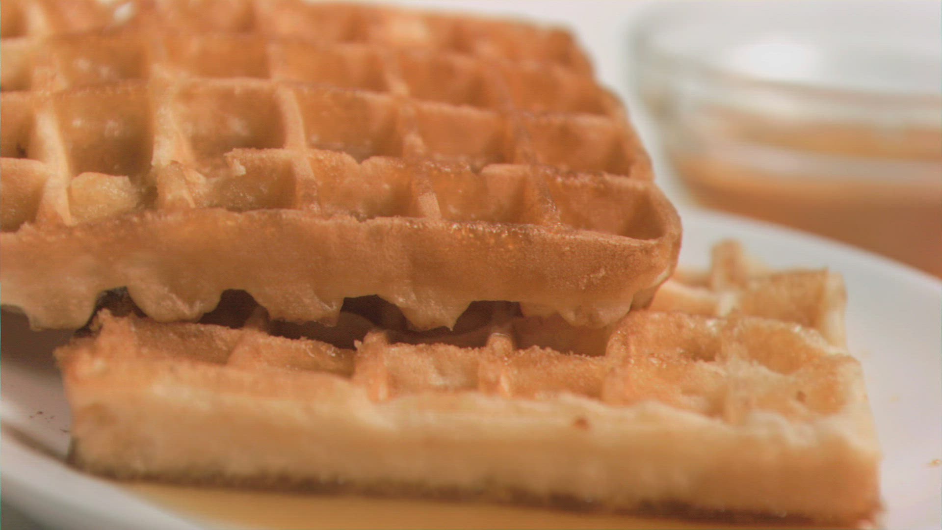 384883399 / Waffle / Maple Syrup / Flowing