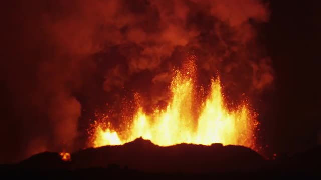 Hot Lava Holuhraun Volcano Eruption Explosion Molten Magma Steam Nature Iceland 
