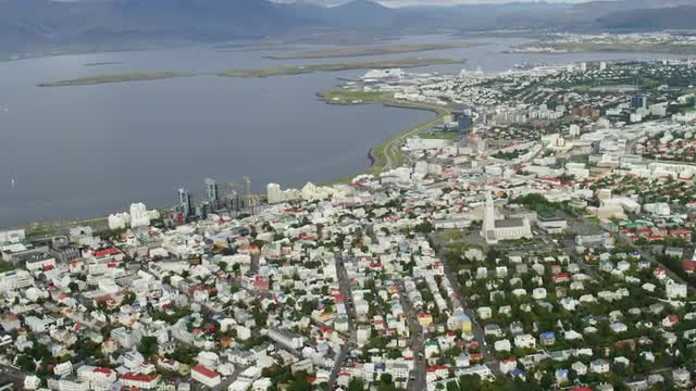 Aerial Reykjavik Iceland City Suburban Living Lifestyle Homes Europe 