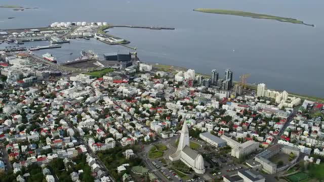 Aerial capitol Reykjavik Iceland Icelandic urban living homes suburbs