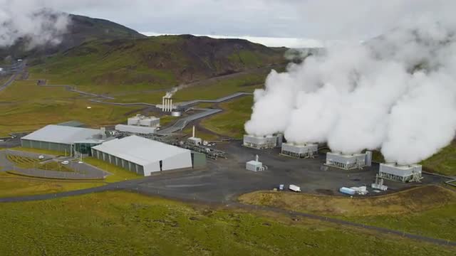 Aerial Icelandic Geothermal Industrial Plant Volcanic Steam Energy Iceland 