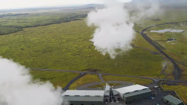 Aerial Iceland Natural Resources Hot Steam Geothermal Industry Electricity
