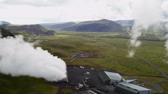 Aerial Underground Production Volcanic Geothermal Sustainable Power Iceland 