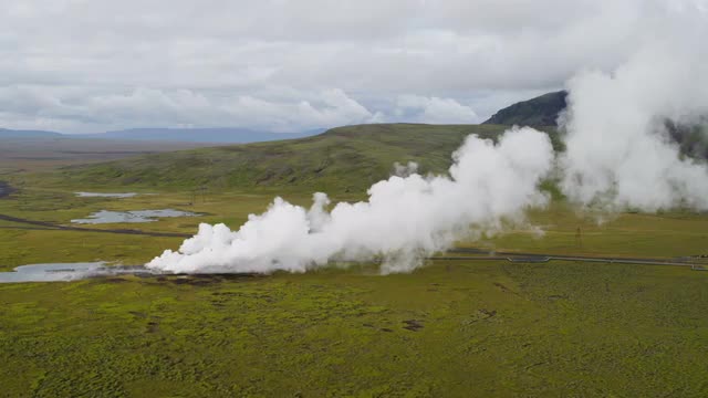 Aerial Underground Production Volcanic Geothermal Sustainable Power Iceland 
