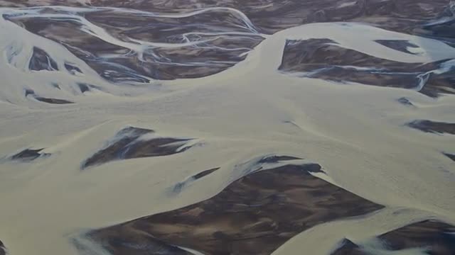 Aerial Fertile Black Ash Glacial Region Iceland Volcanic Meltwater Delta