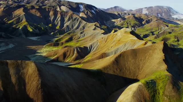 Aerial colourful highland volcanic landscape wildlife National Park Iceland