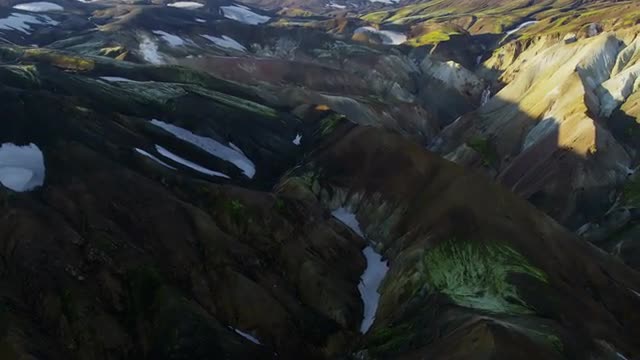 Aerial Landmannalaugar snow volcanic wilderness trekking  Iceland