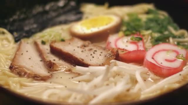 Delicious plate of Ramen noodles.