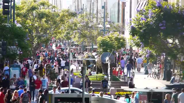 Crowded Santa Monica 3rd Street Promenade Time Lapse