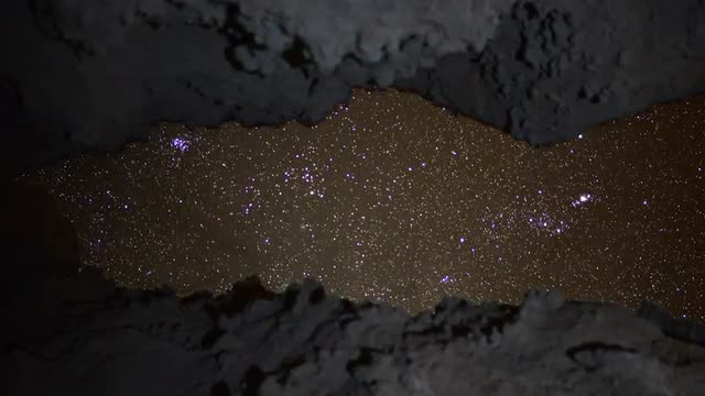Astrophotography Time Lapse -Universe seen thru Cave- Pan Right