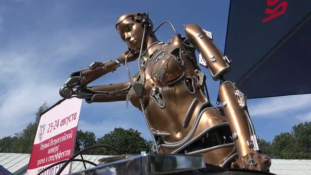 Humanoid robot. Woman. 4K.