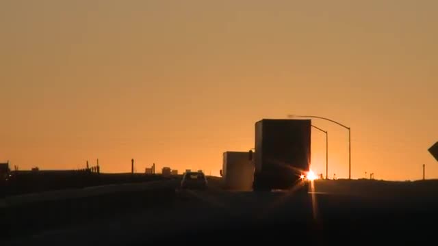 090203 Wyoming Scenic Sunset Highway Traffic Trucks 1 