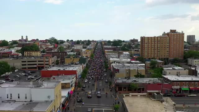 Aerial View of a Black Lives Matter March in West New York
