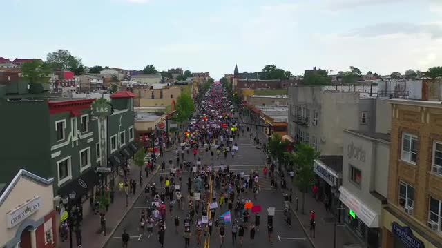 Aerial View of a Black Lives Matter March in West New York
