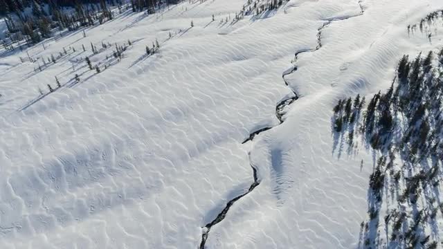 Winter Stream Aerial (40s) 