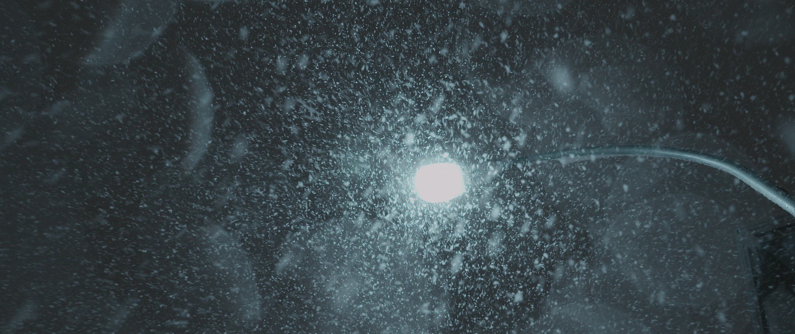 Beautiful flares under snowflakes
