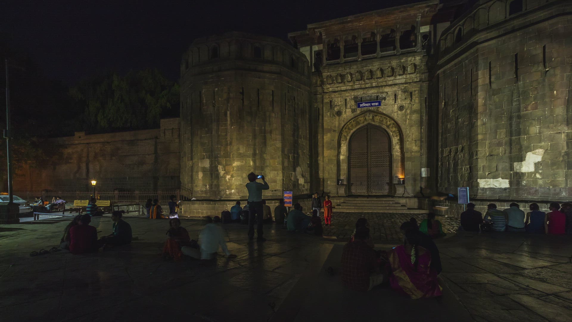 Panning Motion Time lapse of People Visiting Famous Shaniwar Wada at City of Pune, India 