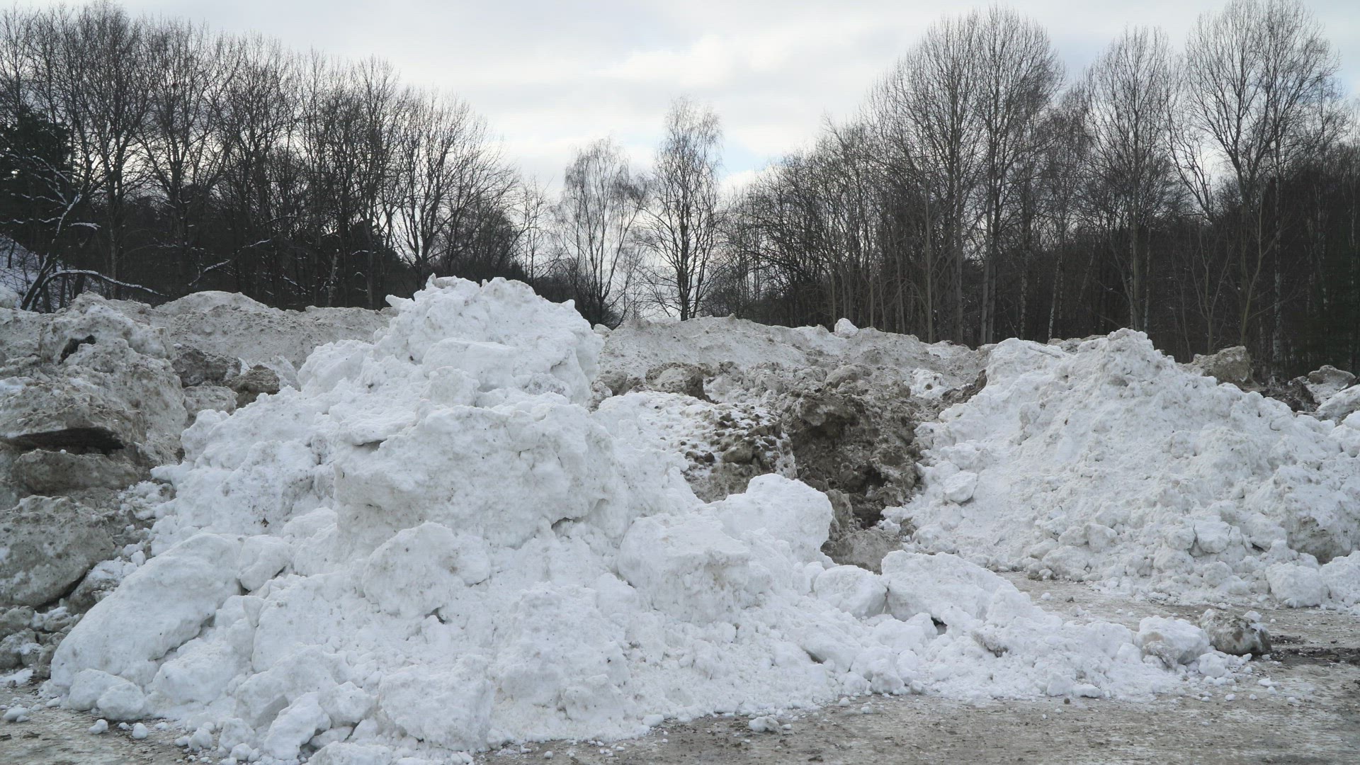 piles of dirty snow