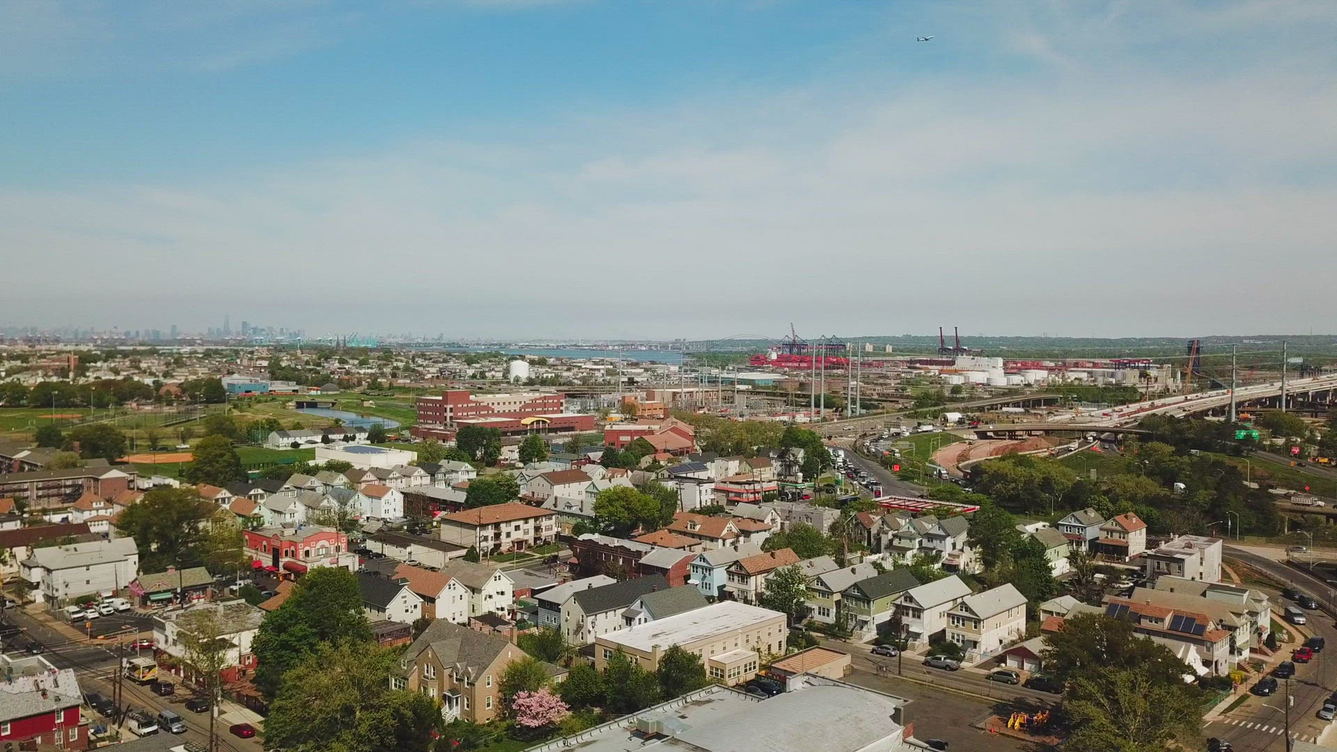 Flyover Urban Residential Neighborhoods in Elizabeth, New Jersey