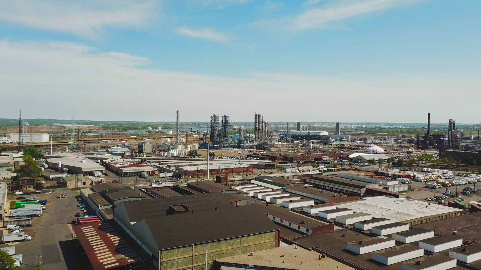 Aerial View of Phillips 66 Bayway Refinery in Elizabeth New Jersey - Still Shot