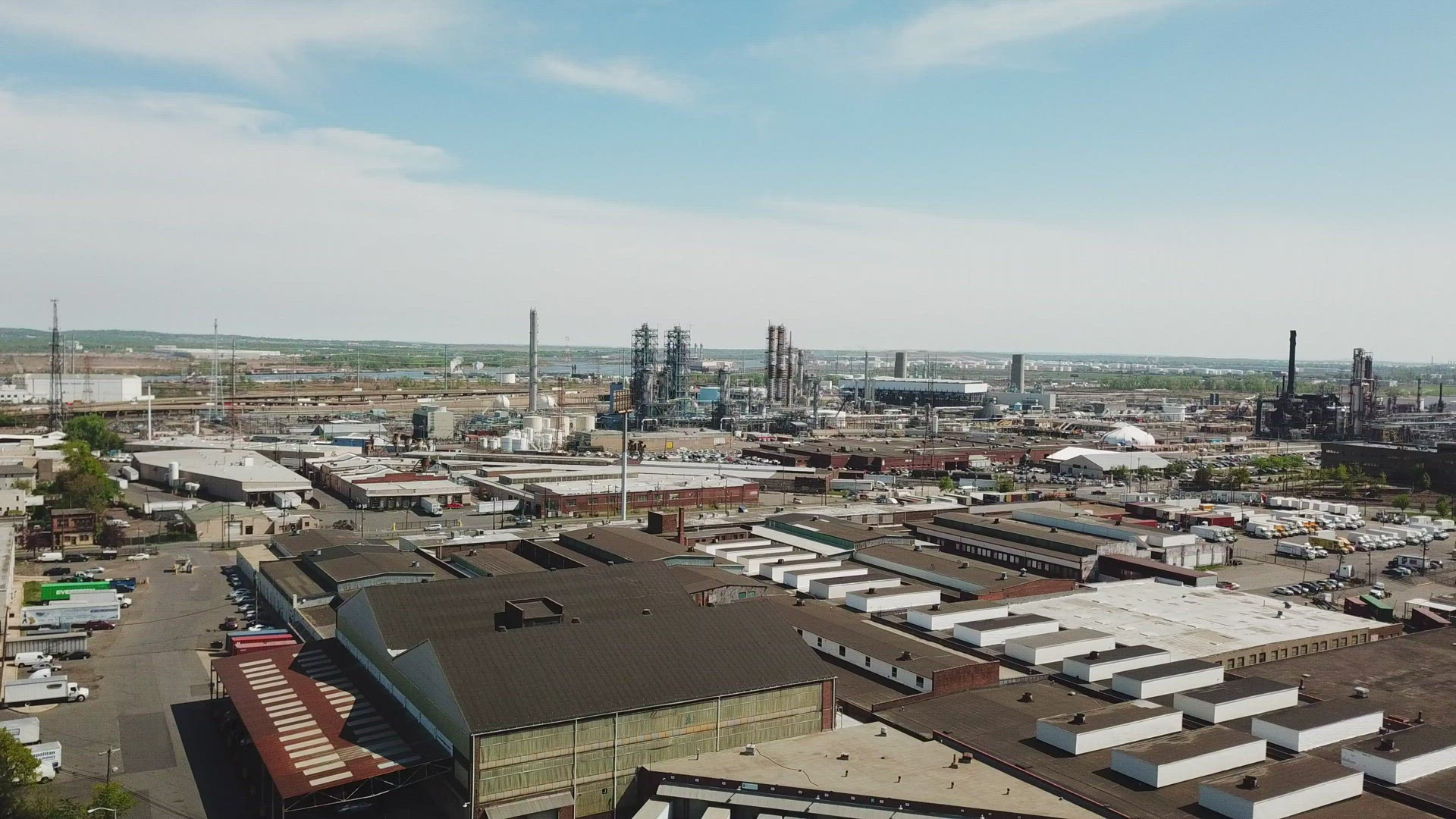 Aerial View of Phillips 66 Bayway Refinery in Elizabeth New Jersey - Still Shot
