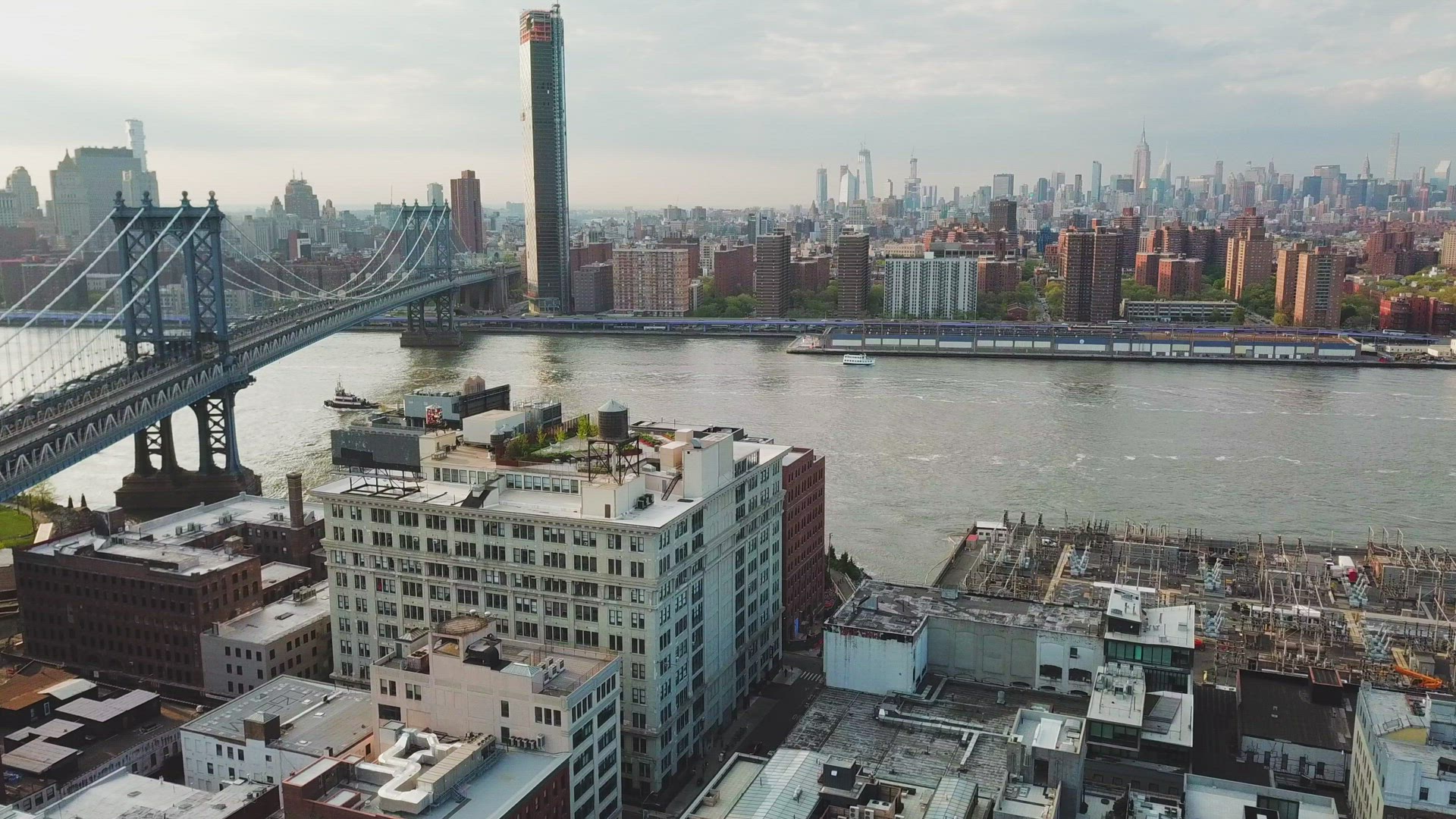 View of Brooklyn, Manhattan Bridge and New York City