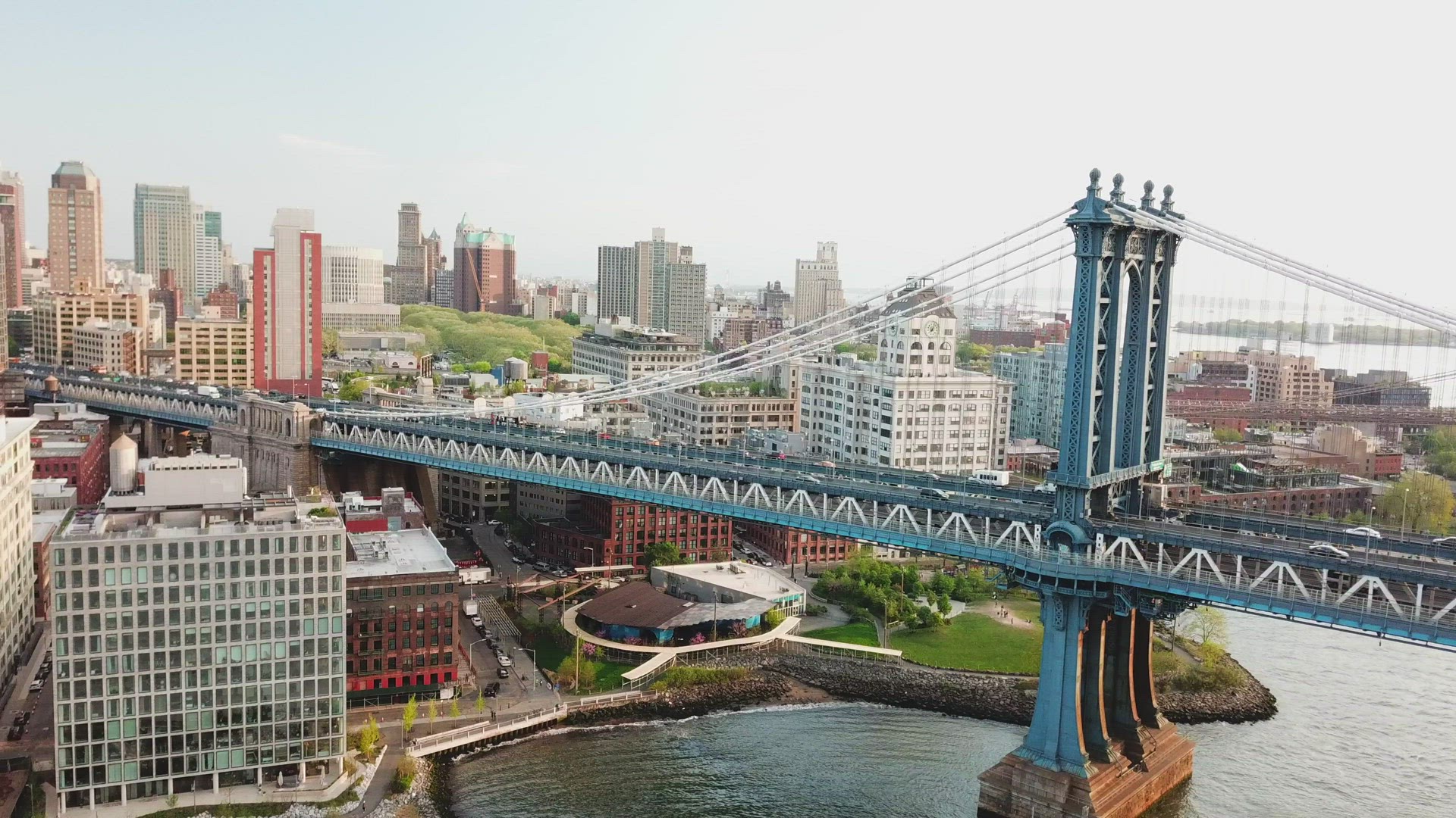 Slider Shot of the Manhattan Bridge and Dumbo Brooklyn